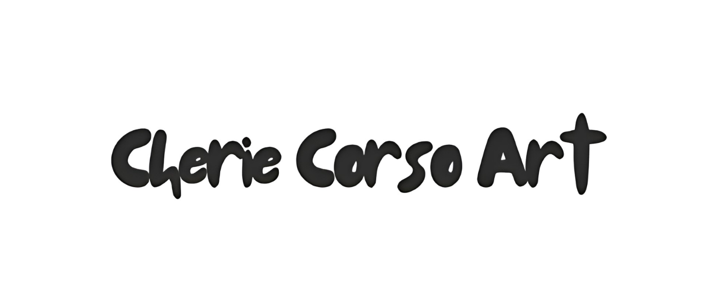Black text that says 'Cherie Corso Art' on a white background