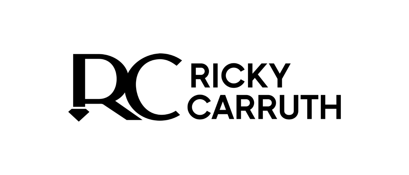 Black and white logo with initials 'RCC' and the name 'Ricky Carruth.'
