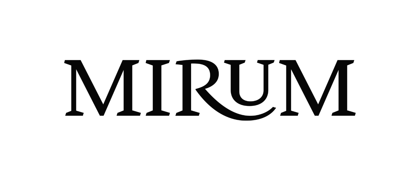 The word 'MIRUM' in black, stylized font on a white background.
