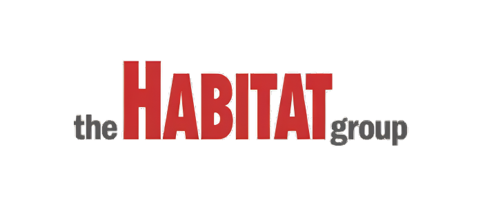 Logo of The Habitat Group with the words 'the' and 'group' in black and 'HABITAT' in red.