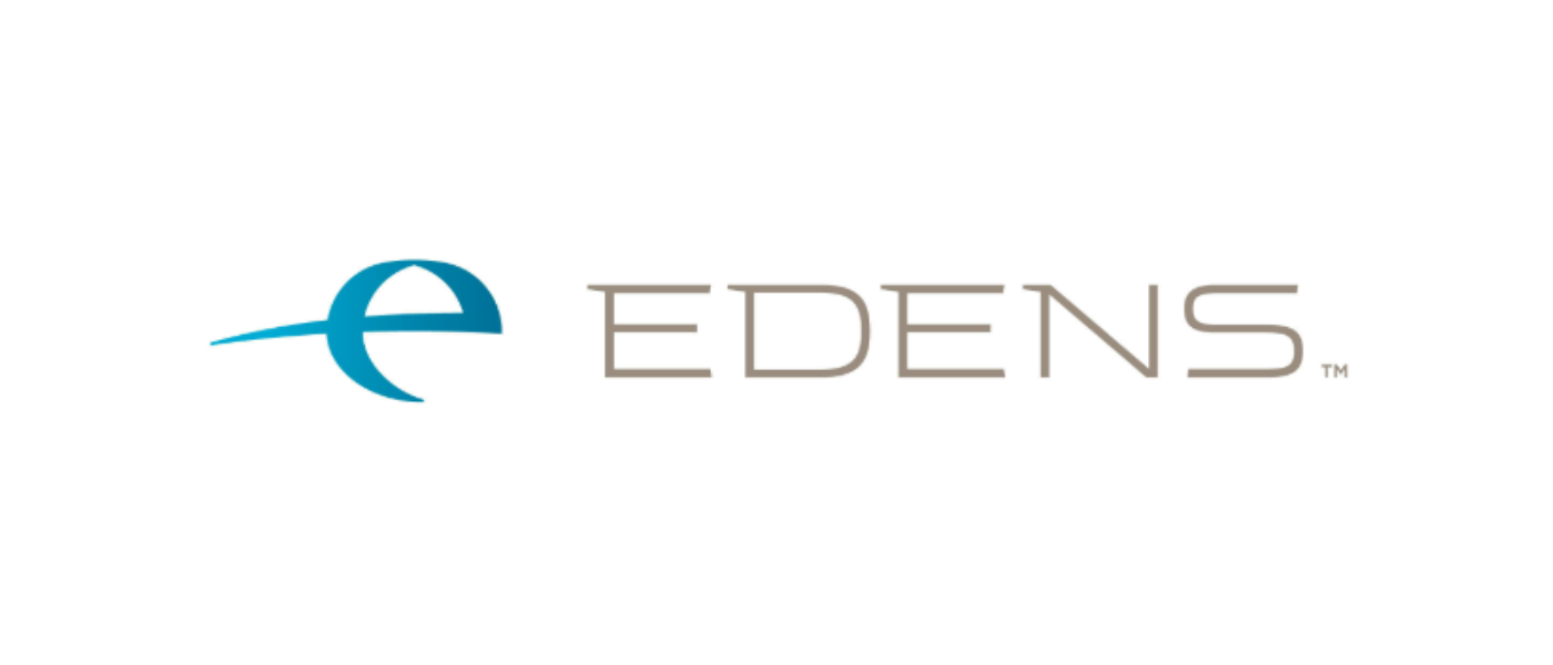 EDENS logo with a stylized lowercase 'e' in blue followed by the word 'EDENS' in gray text.