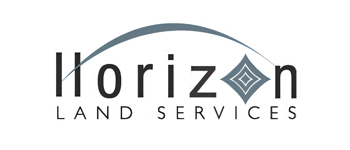 Logo for Horizon Land Services featuring a stylized horizon line and geometric diamond shapes.