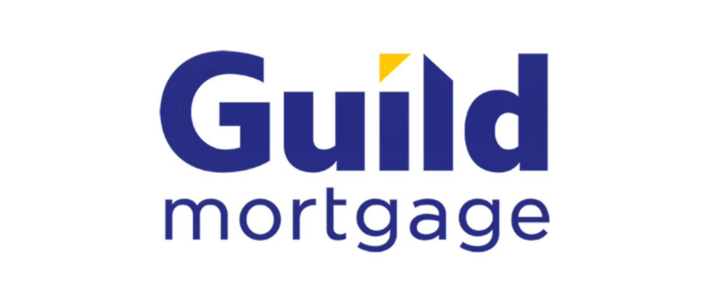 Guild Mortgage logo with the word 'Guild' in dark blue and 'mortgage' in smaller font underneath, featuring a yellow accent on the letter 'i' in 'Guild'.
