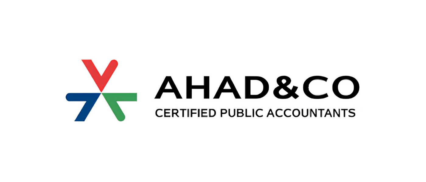 Logo for AHAD & CO Certified Public Accountants with a colorful emblem and black text.