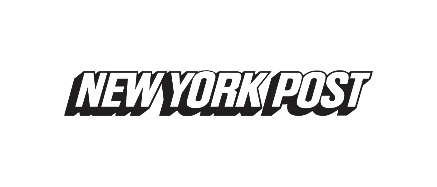 Black and white logo of New York Post with bold, slanted text.