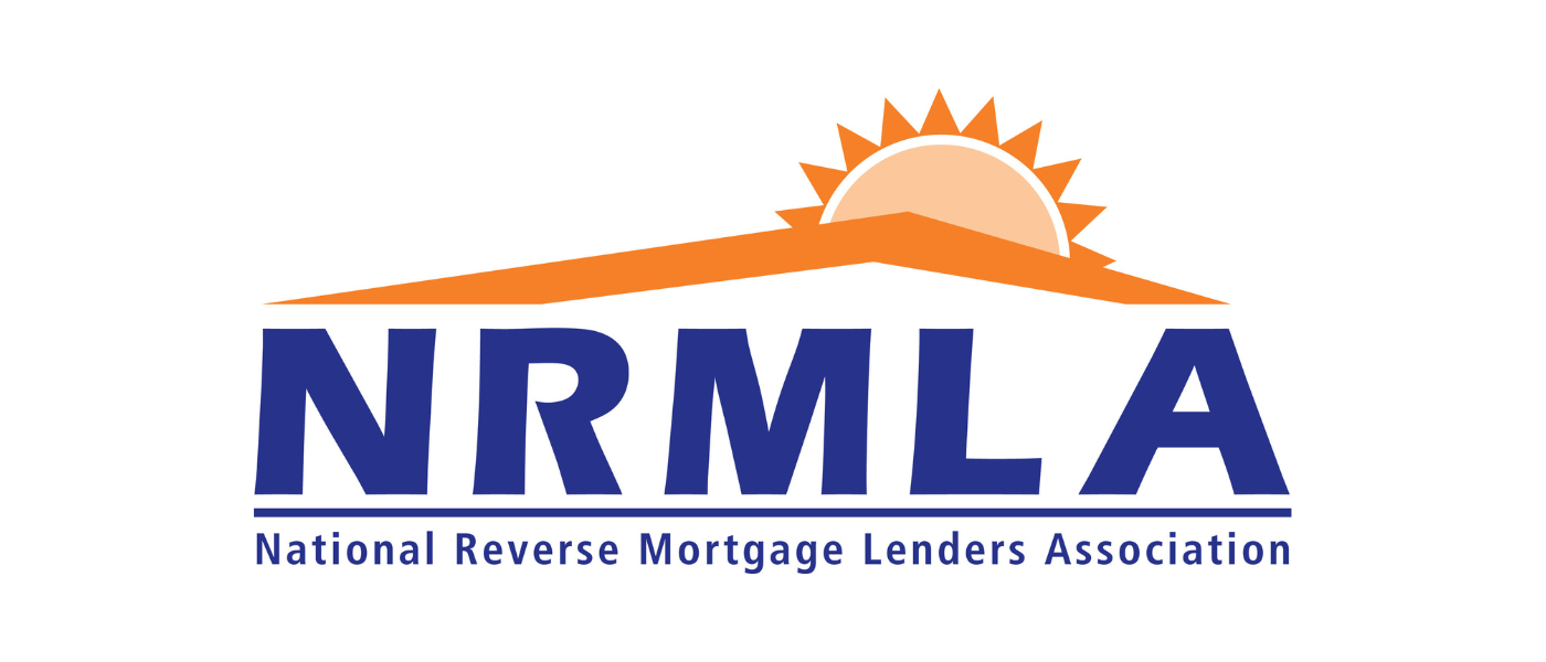Logo of the National Reverse Mortgage Lenders Association featuring a stylized orange sun and a blue mountain with the acronym 'NRMLA' in bold blue letters.