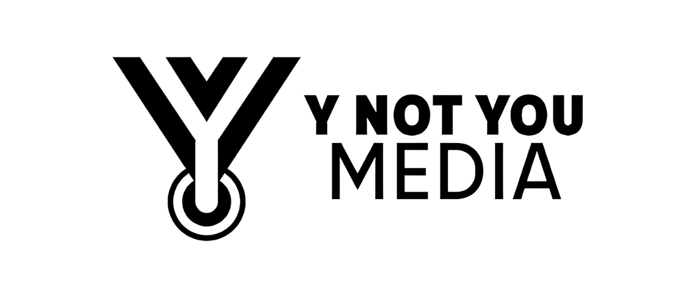 Black and white logo with a medal and the text 'Y NOT YOU MEDIA'