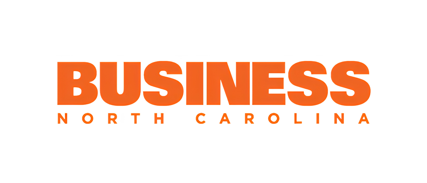 Graphic text that reads 'BUSINESS NORTH CAROLINA' in bold orange letters on a white background.