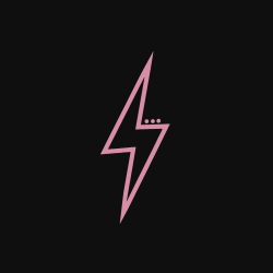 Pink lightning bolt symbol on a black background.