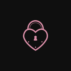 Pink heart-shaped padlock with a keyhole on a black background.