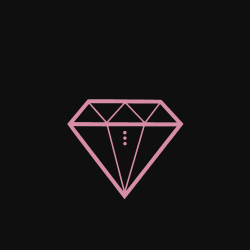 Pink outline of a diamond against a black background.