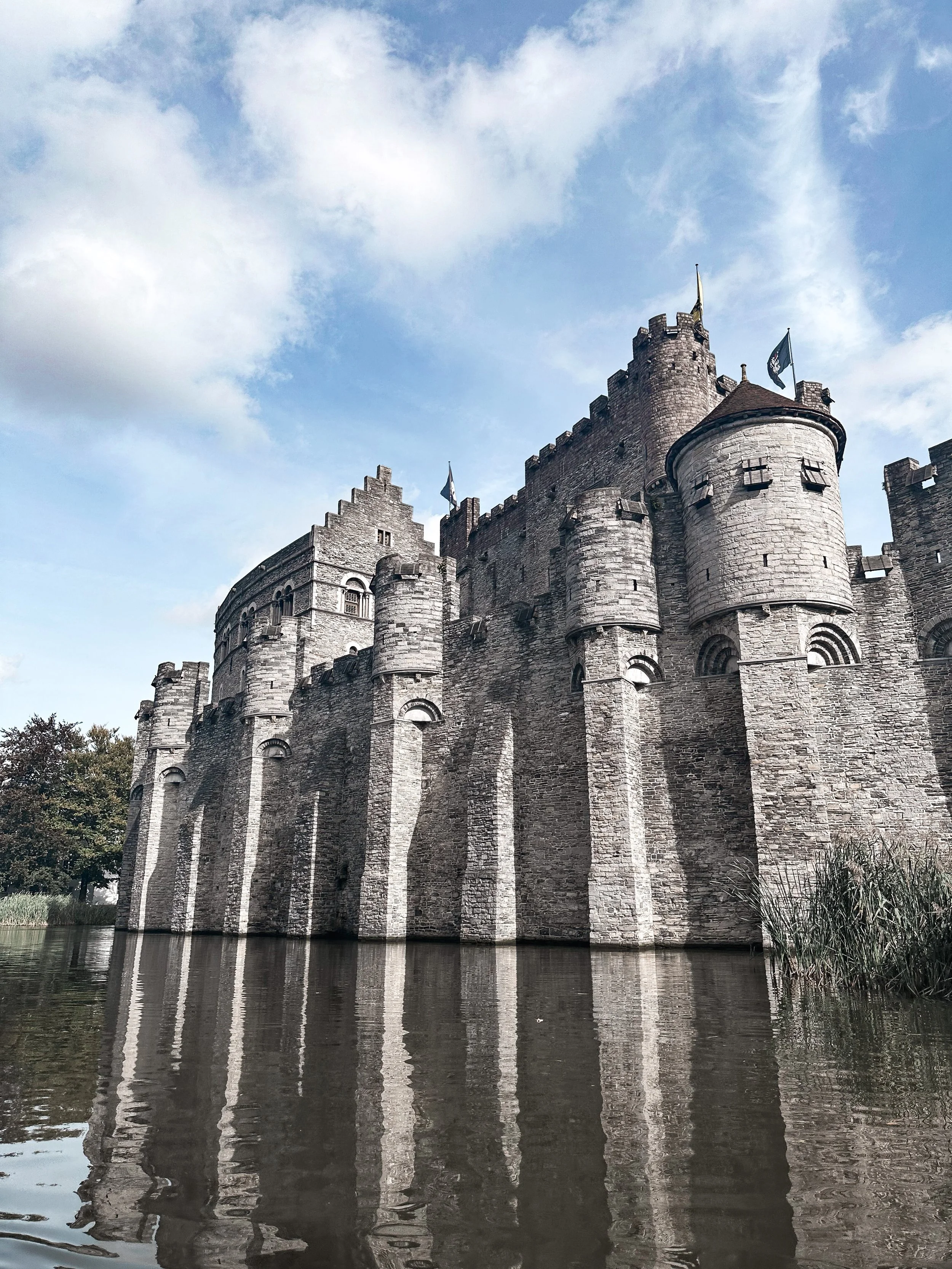 A medieval stone castle, Belgium, Europe