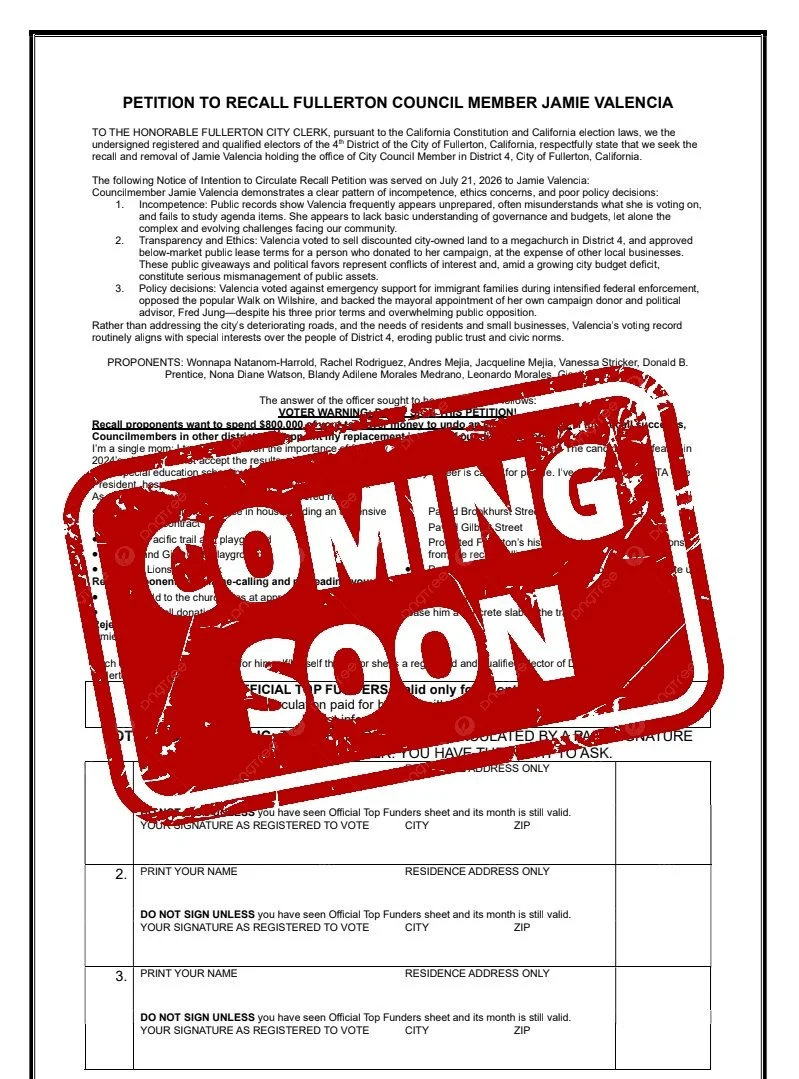 Petition to recall council member Jamie Valencia