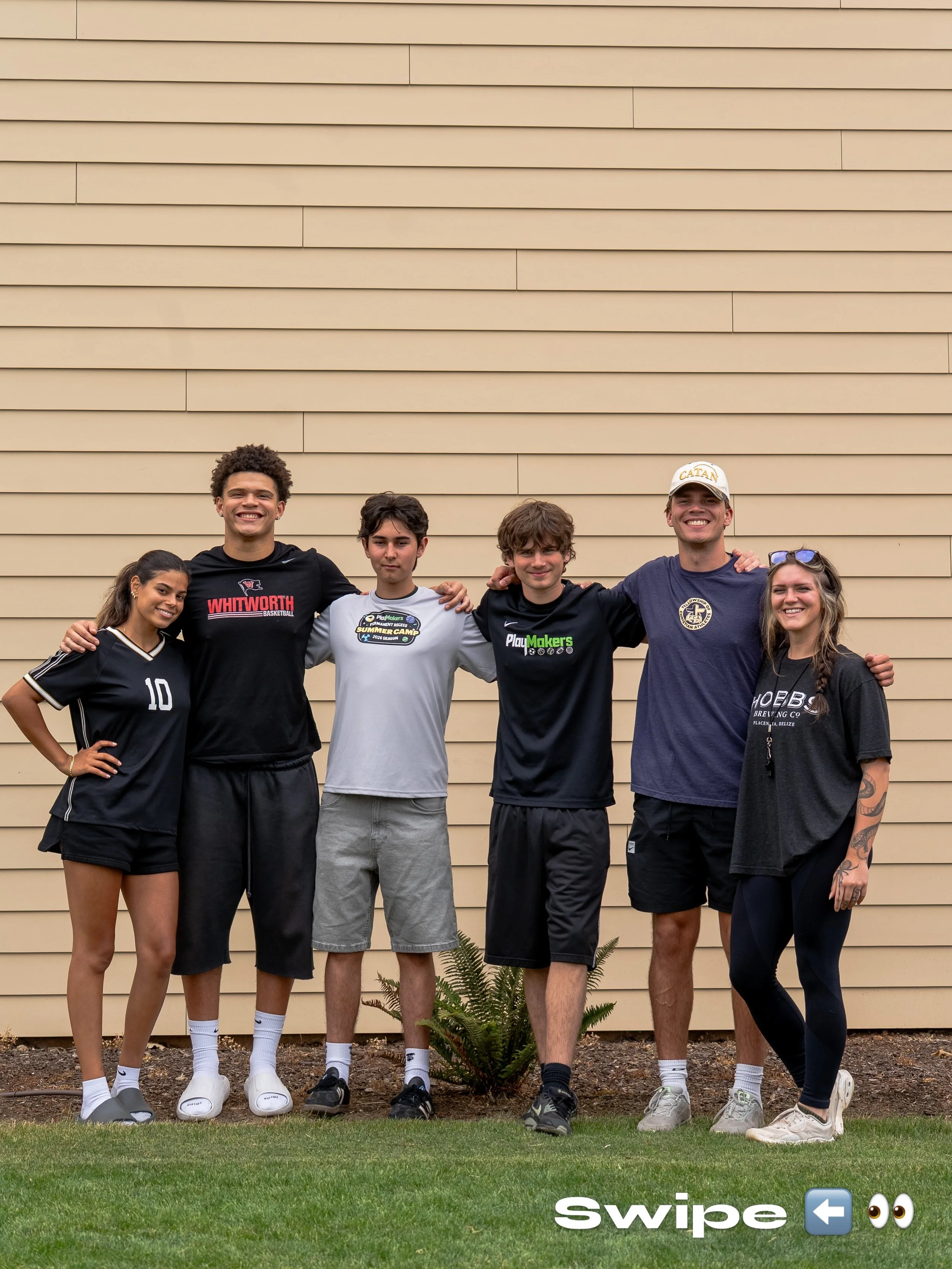 A few of the faces behind the fun 🤩 Rylee, Jamison, Luke, Jonah, Silas, Fergie. 

Two weeks of Permanent Recess in the books and a huge shoutout to our camp coaches and directors. From games and activities to dance breaks and everything in between, 