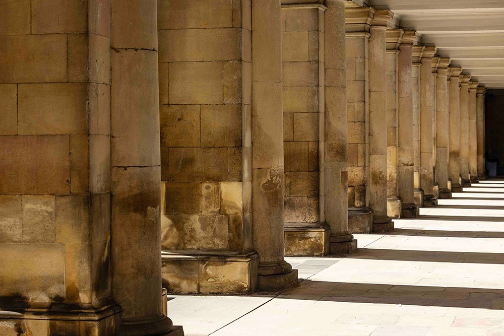 Columns beneath the Wren Library