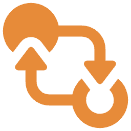 Icon of interconnected arrows forming a cycle.