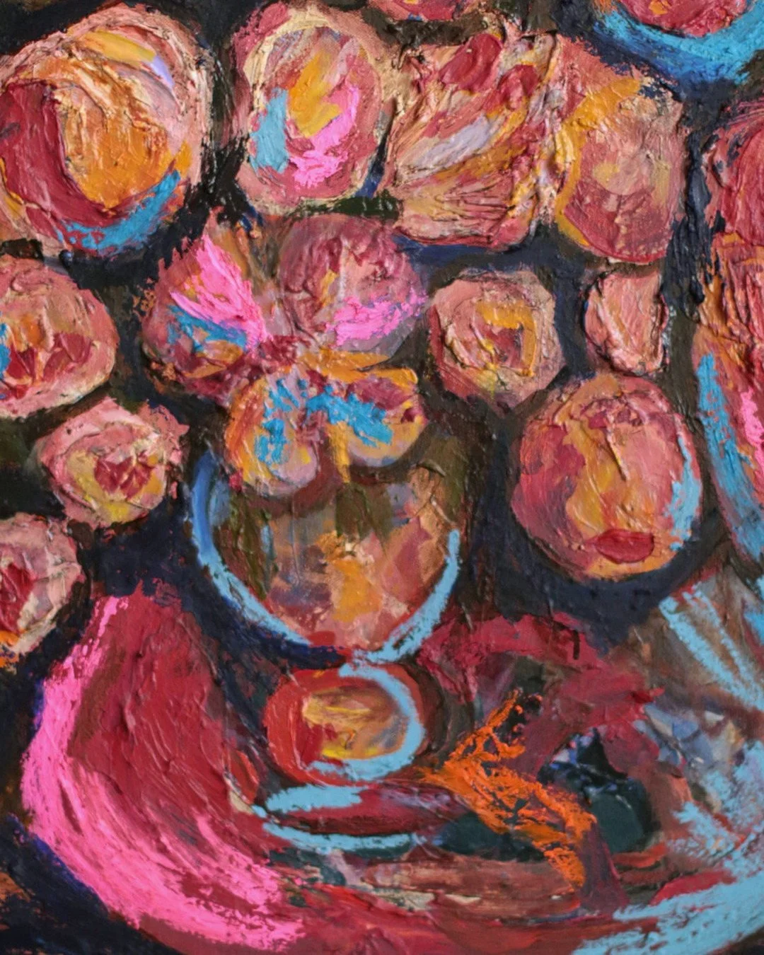 Additional view of My Party, a floral oil painting by Erin Smith