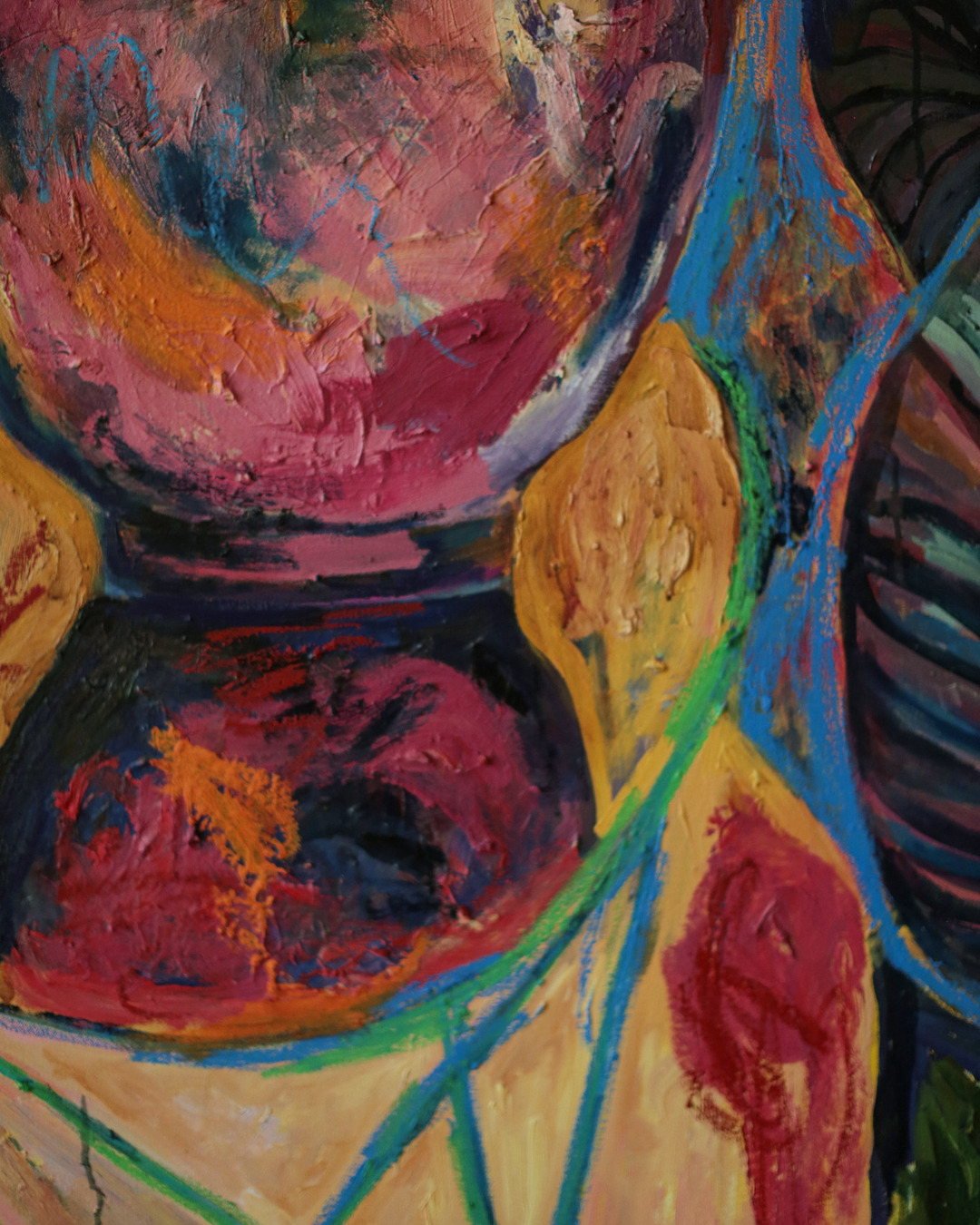 Additional view of Elbows Out, a floral oil painting by Erin Smith