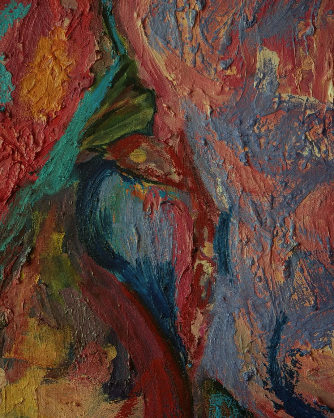 Additional view of Elbows Out, a floral oil painting by Erin Smith
