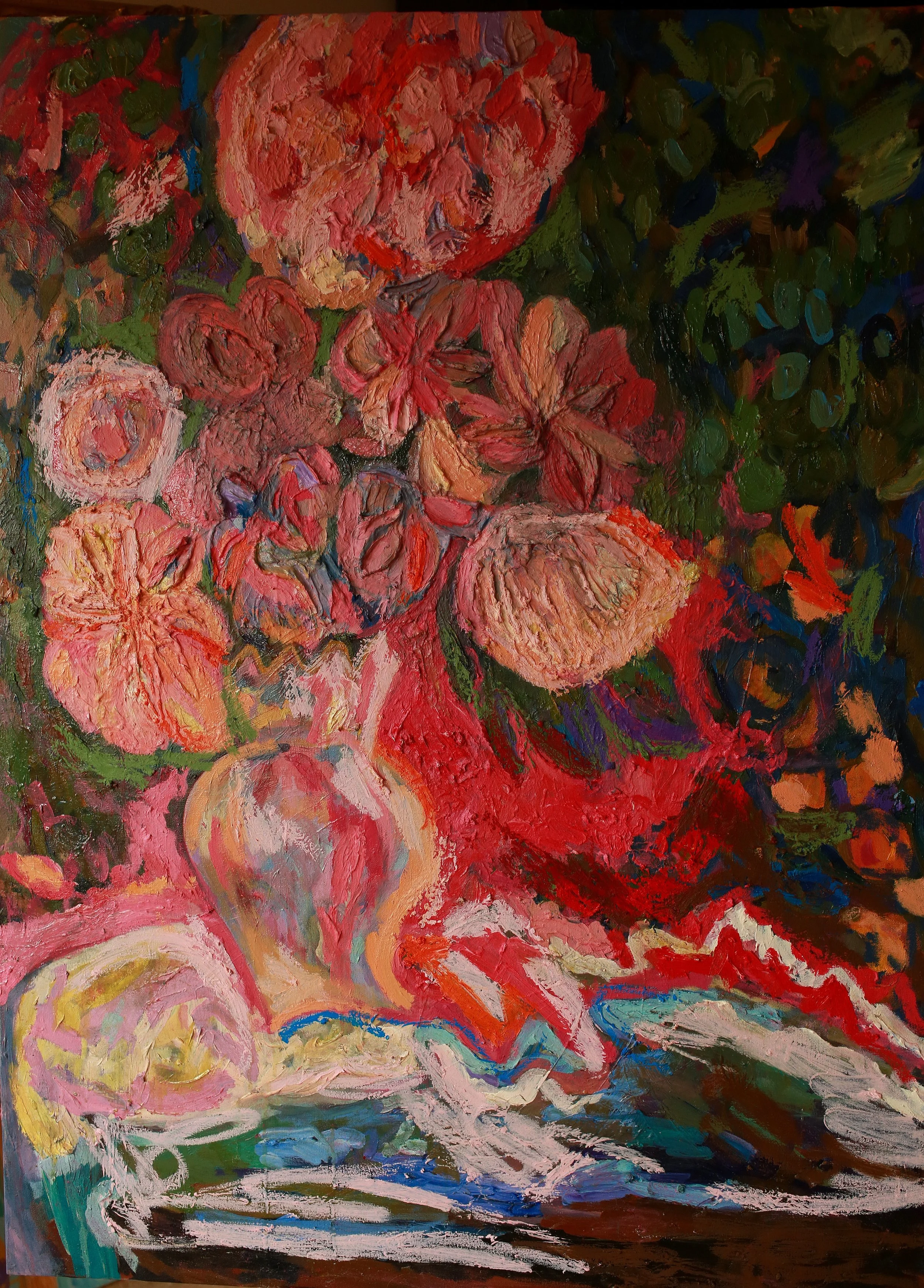Large-scale floral paintings exploring memory, resilience, and transformation.