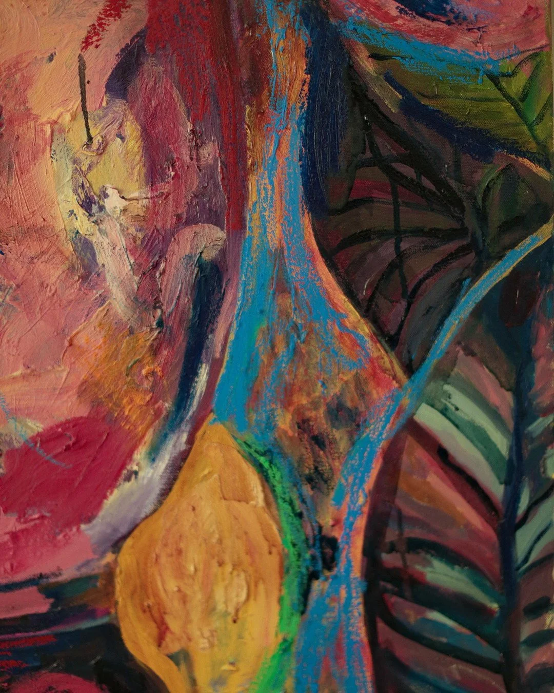Additional view of Elbows Out, a floral oil painting by Erin Smith
