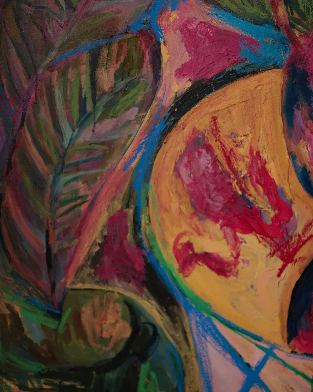 Additional view of Elbows Out, a floral oil painting by Erin Smith