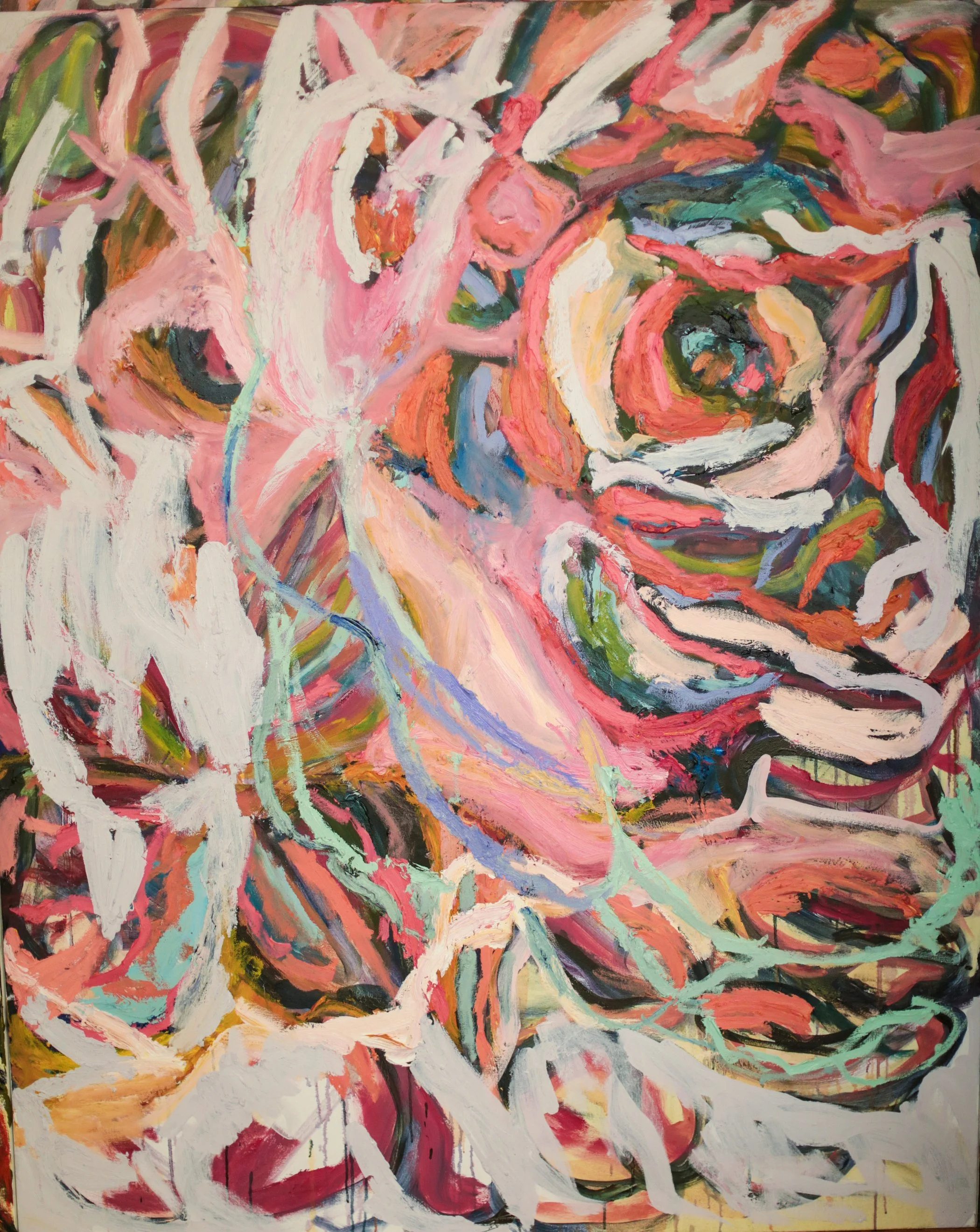 An Invitation, a 60 × 48 inch floral oil painting on canvas by Erin Smith, 2026