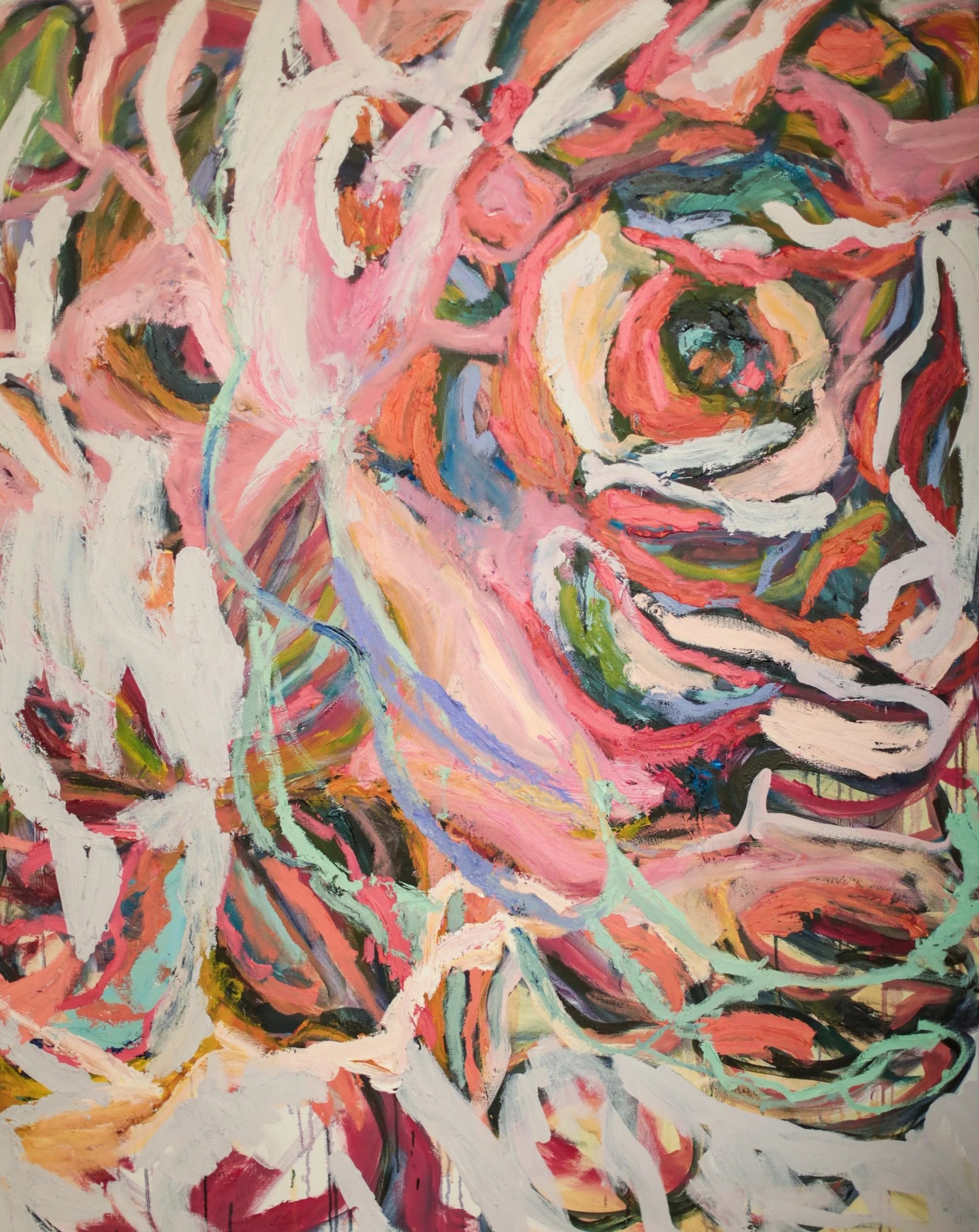 An Invitation, a 60 × 48 inch floral oil painting on canvas by Erin Smith, 2026