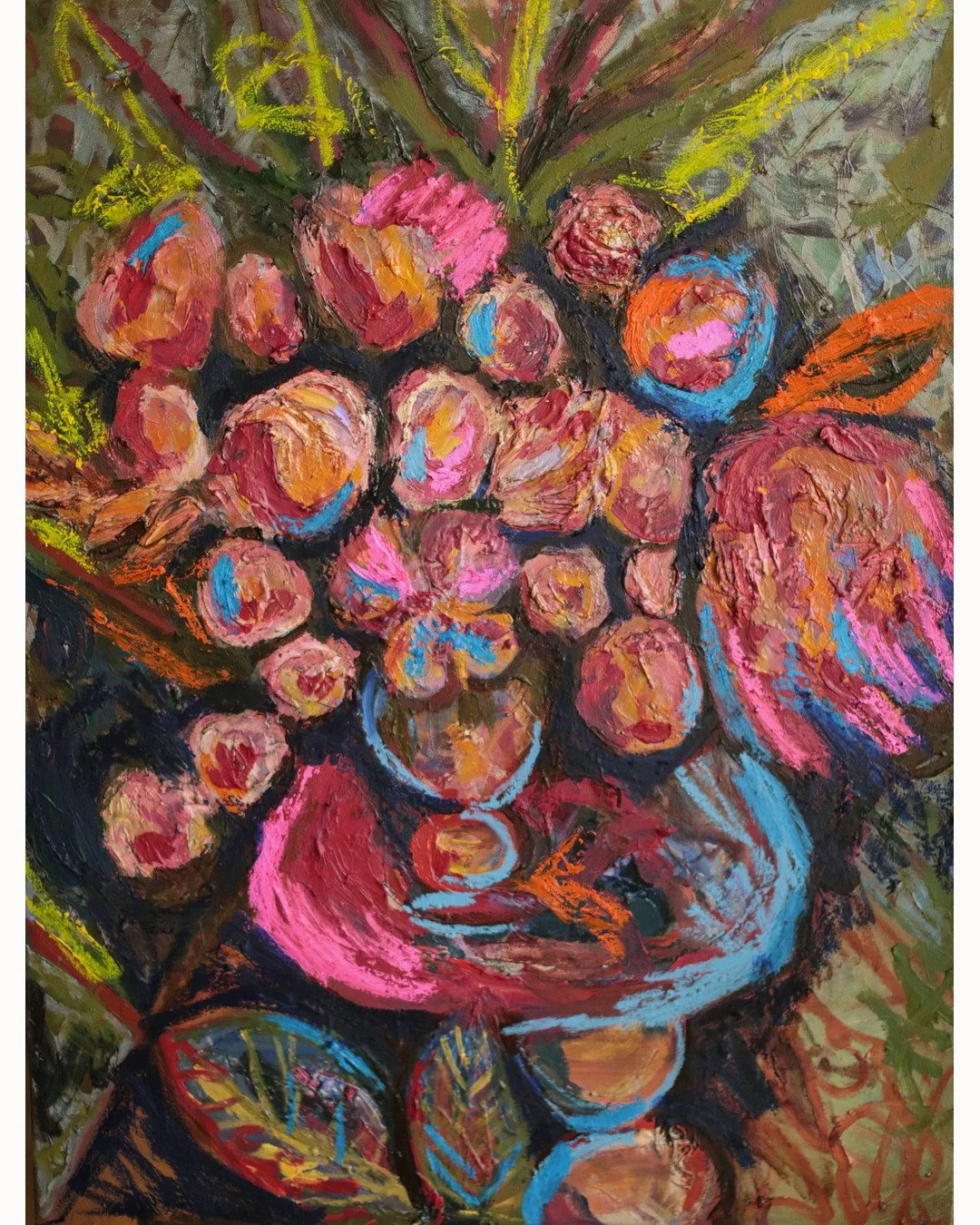 Additional view of My Party, a floral oil painting by Erin Smith