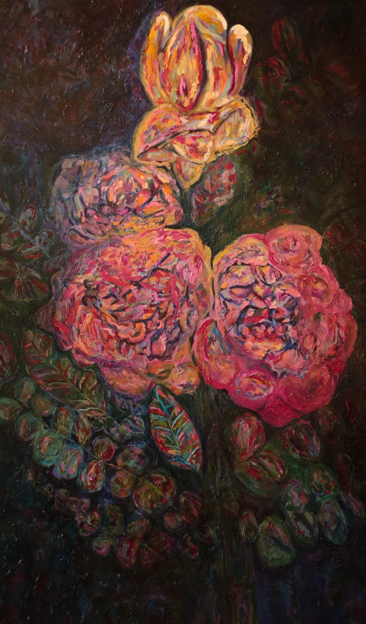 What the Dark Keeps, 108 × 72 inch oil on canvas by Erin Smith, 2026