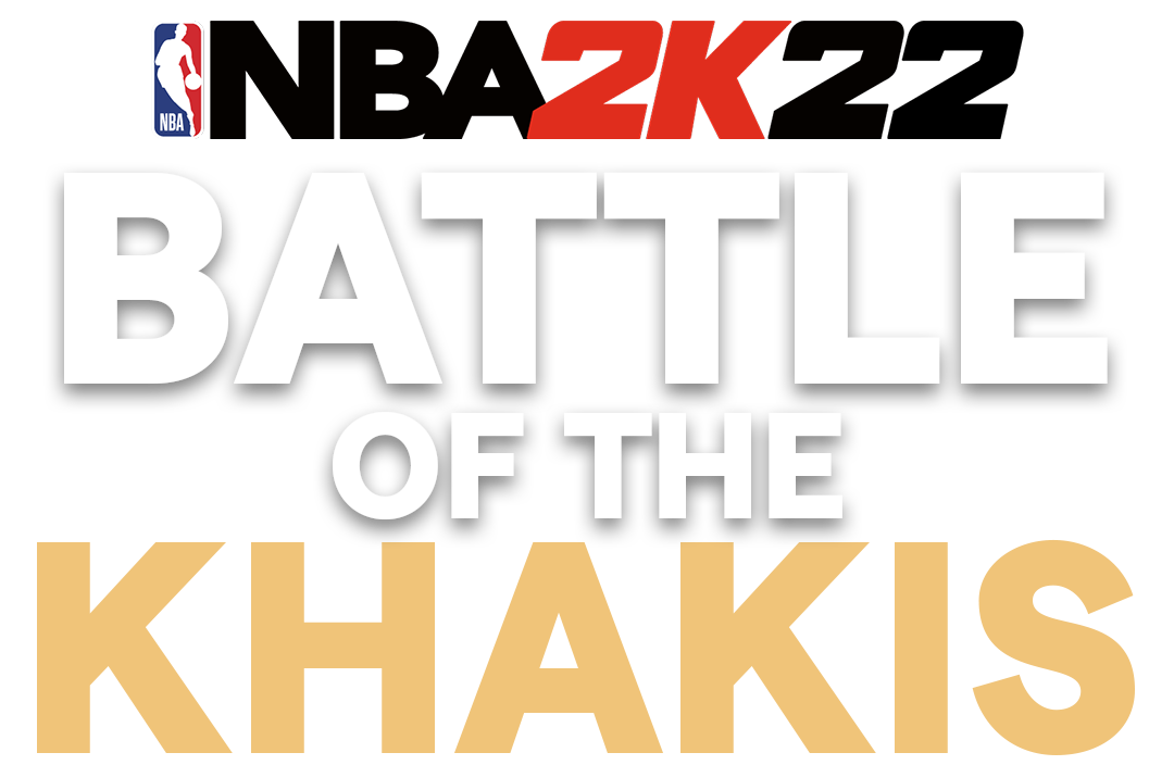 Logo for NBA 2K22 Battle of the Year featuring a beige background, with the NBA logo, the number 2K and the words 'BATTLE OF THE' in black, and the word 'YEAR' in red.