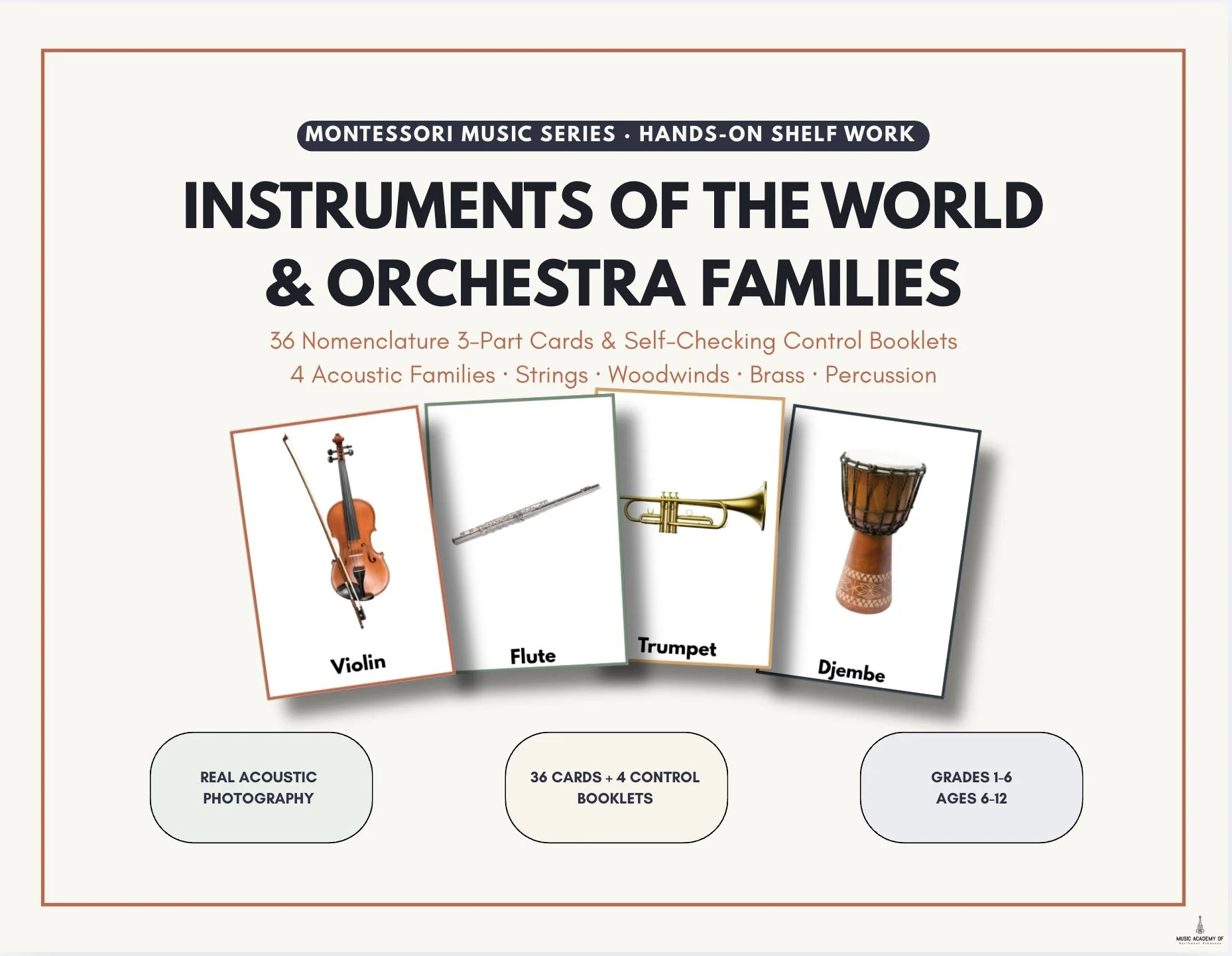 Orchestra Families Shelf Work | Montessori Instrument 3-Part Cards