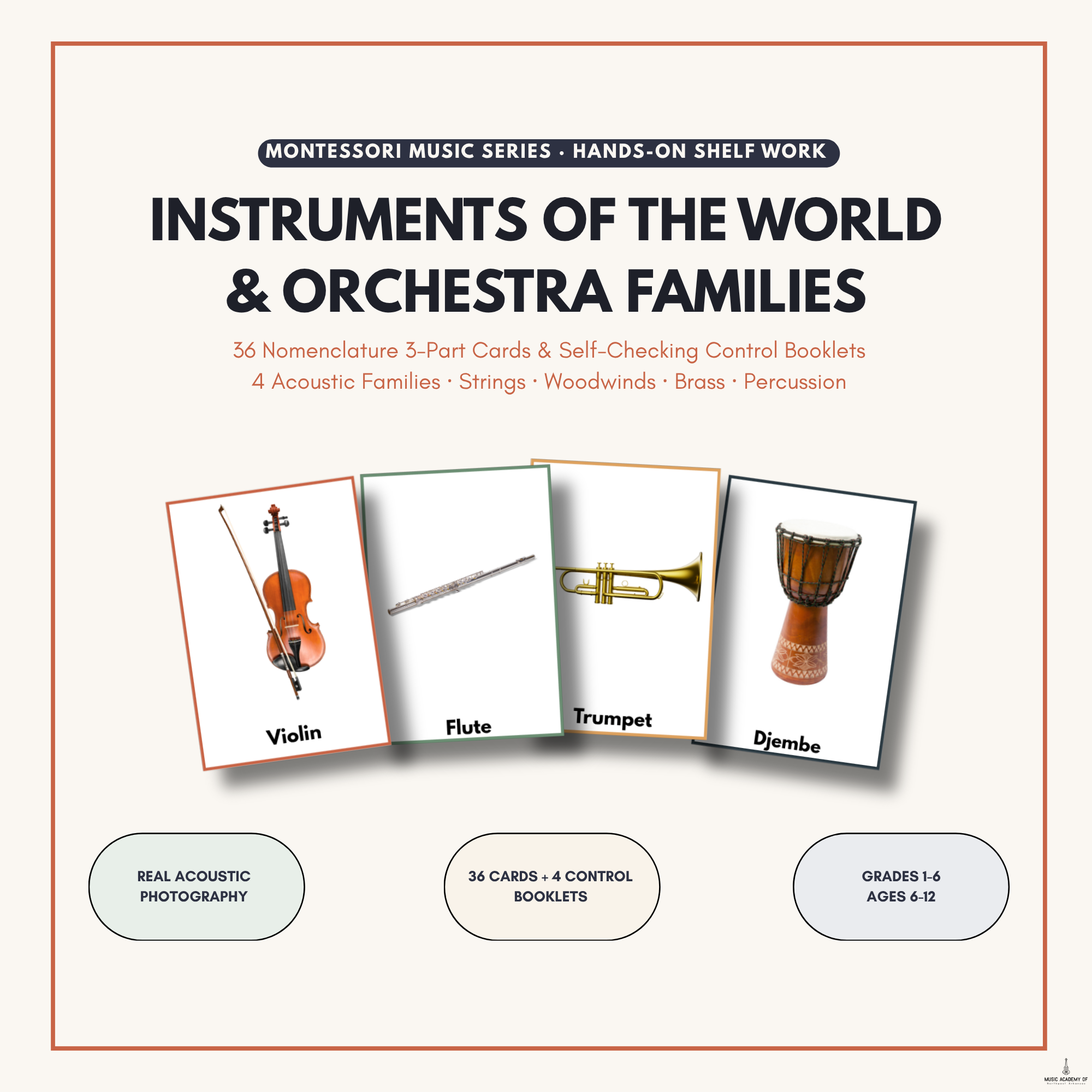 Orchestra Families Shelf Work | Montessori Instrument 3-Part Cards