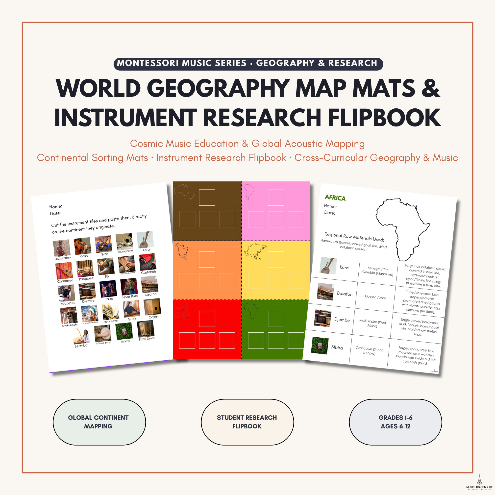 World Music Geography Map Mats & Cultural Instrument Research Flipbook