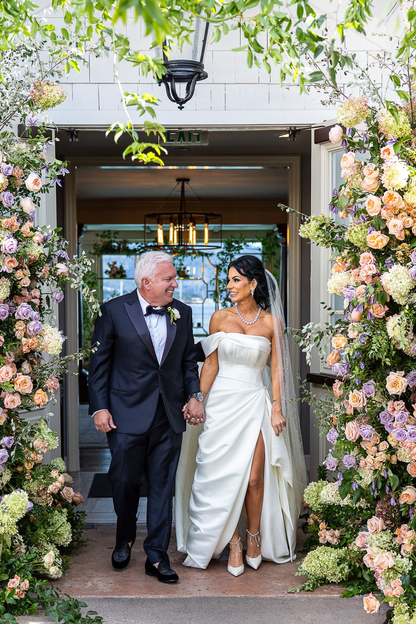 Bride and groom portrait on the coast at Pebble Beach Resorts