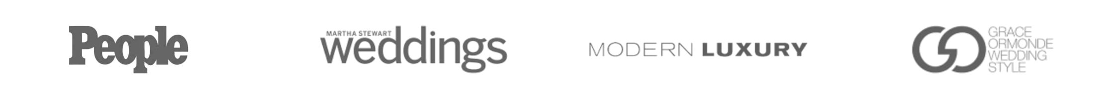 Collection of words related to weddings and luxury, including 'People,' 'weddings,' 'Modern Luxury,' and a stylized logo for 'Grace of Confidence Wedding Style.'