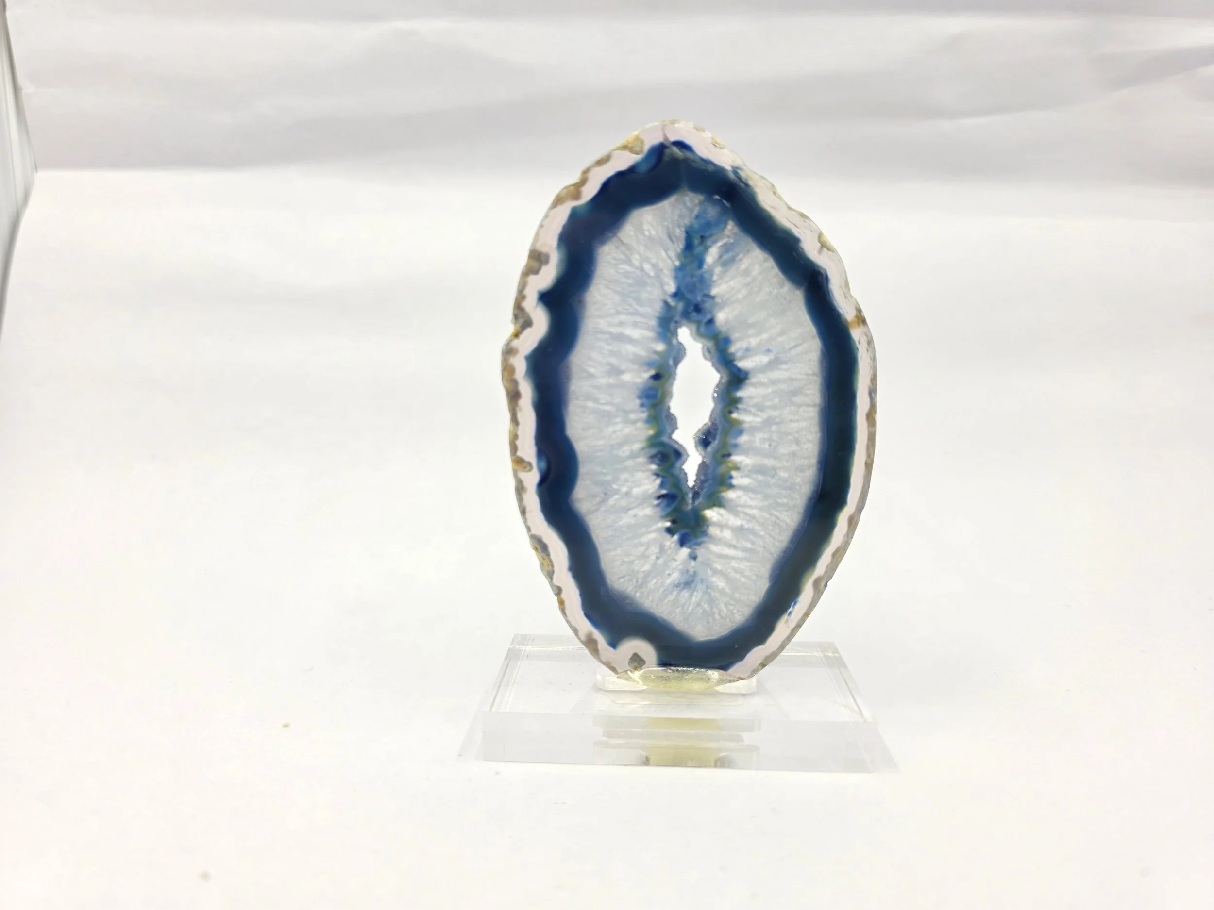 Elegant Dyed Agate Slice on Acrylic Stand