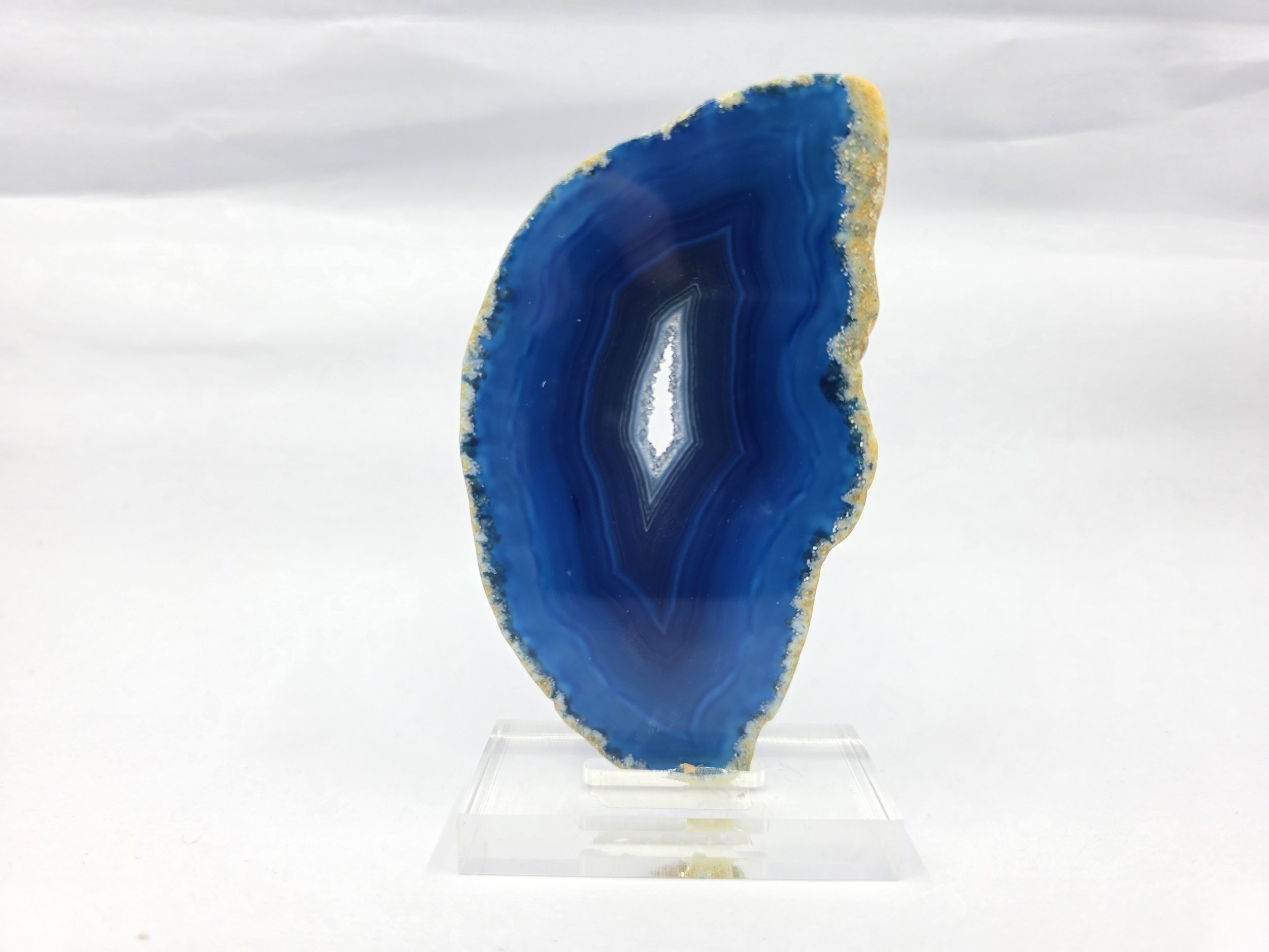 Blue Agate Slice with Acrylic Stand