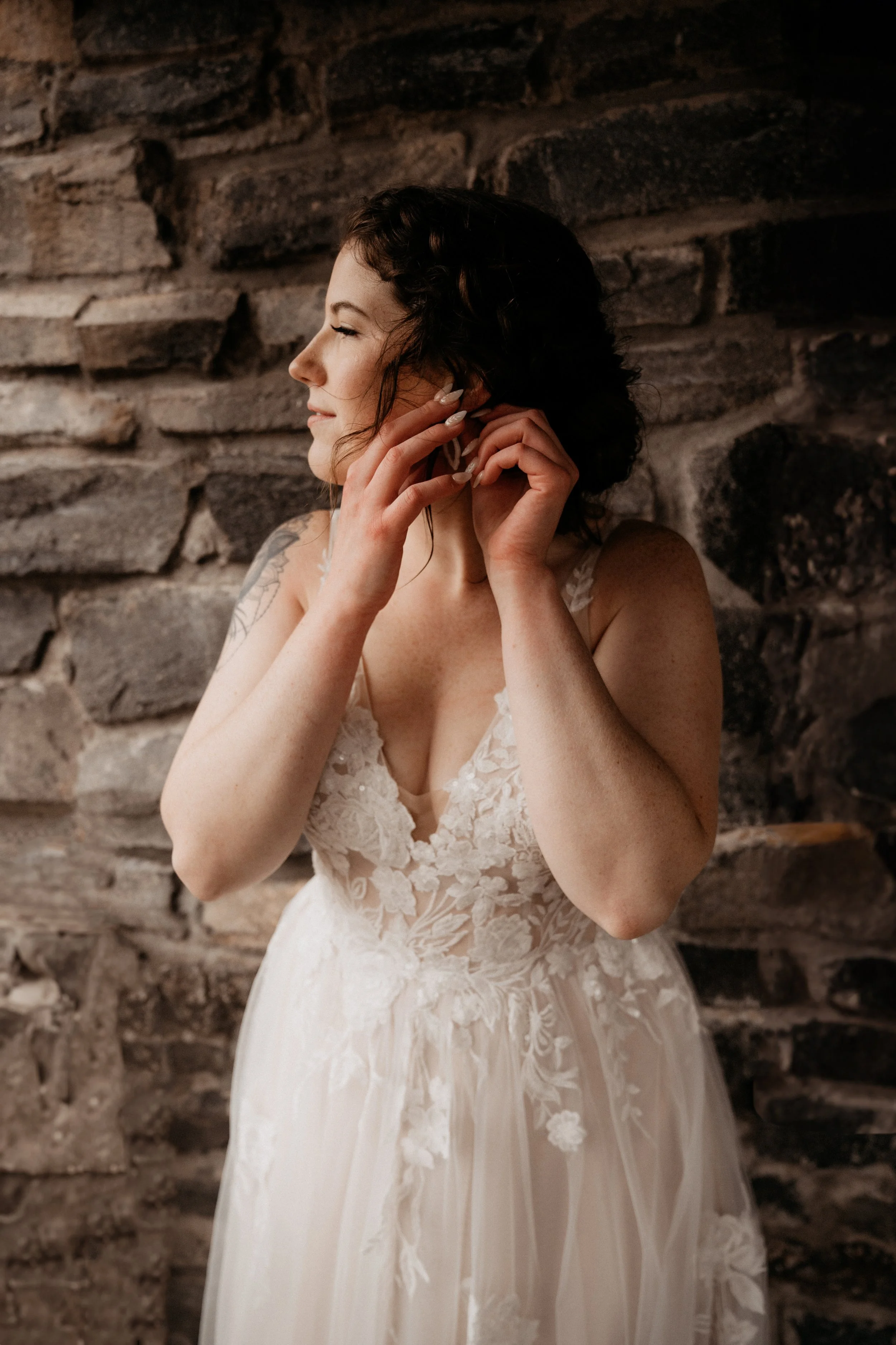 by Rylee & Co - Bride with effortless hair and natural makeup during a Washington mountain elopement