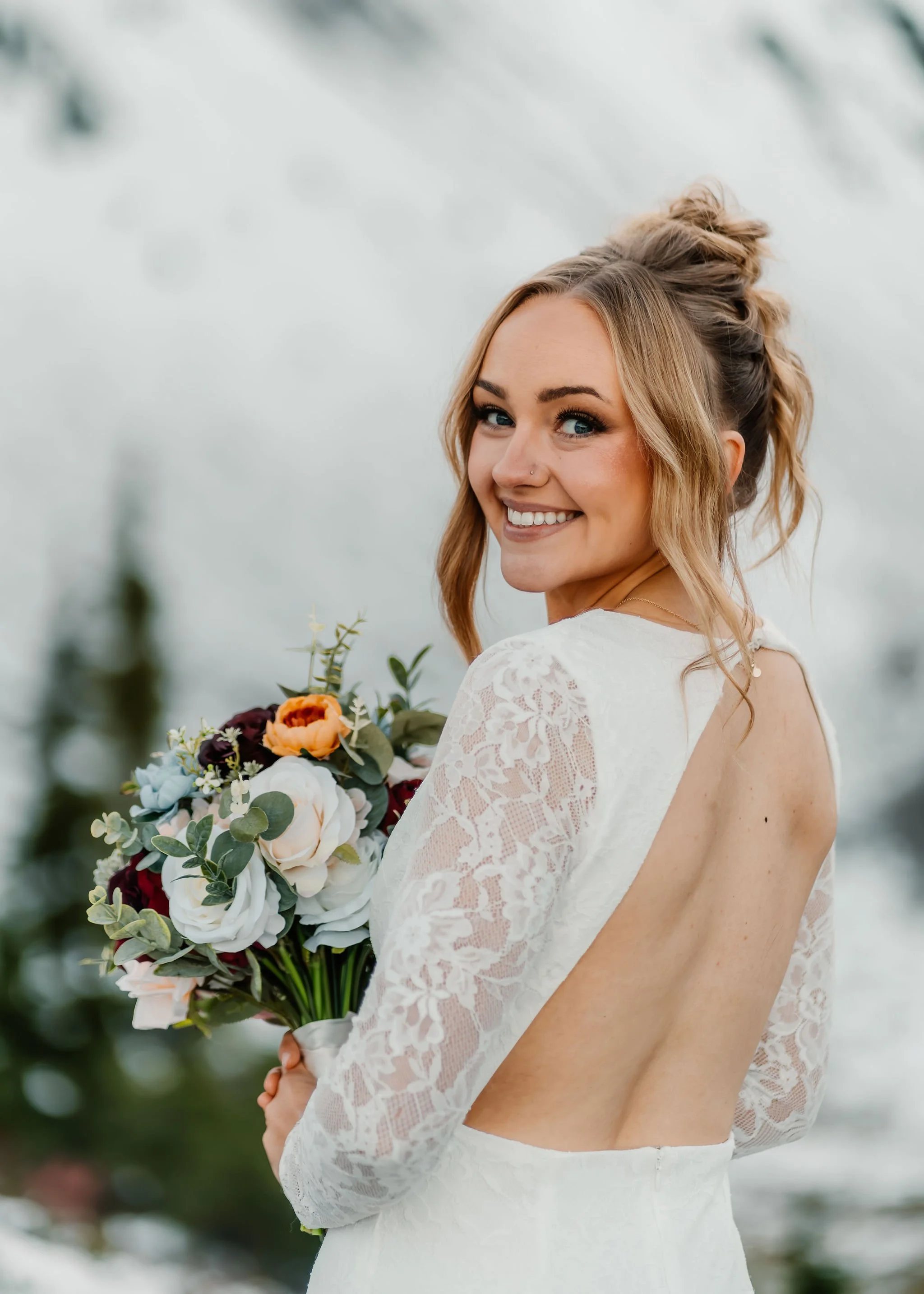 by The Dropped Pin - Northwest Washington bride wearing effortless bridal hair and natural makeup