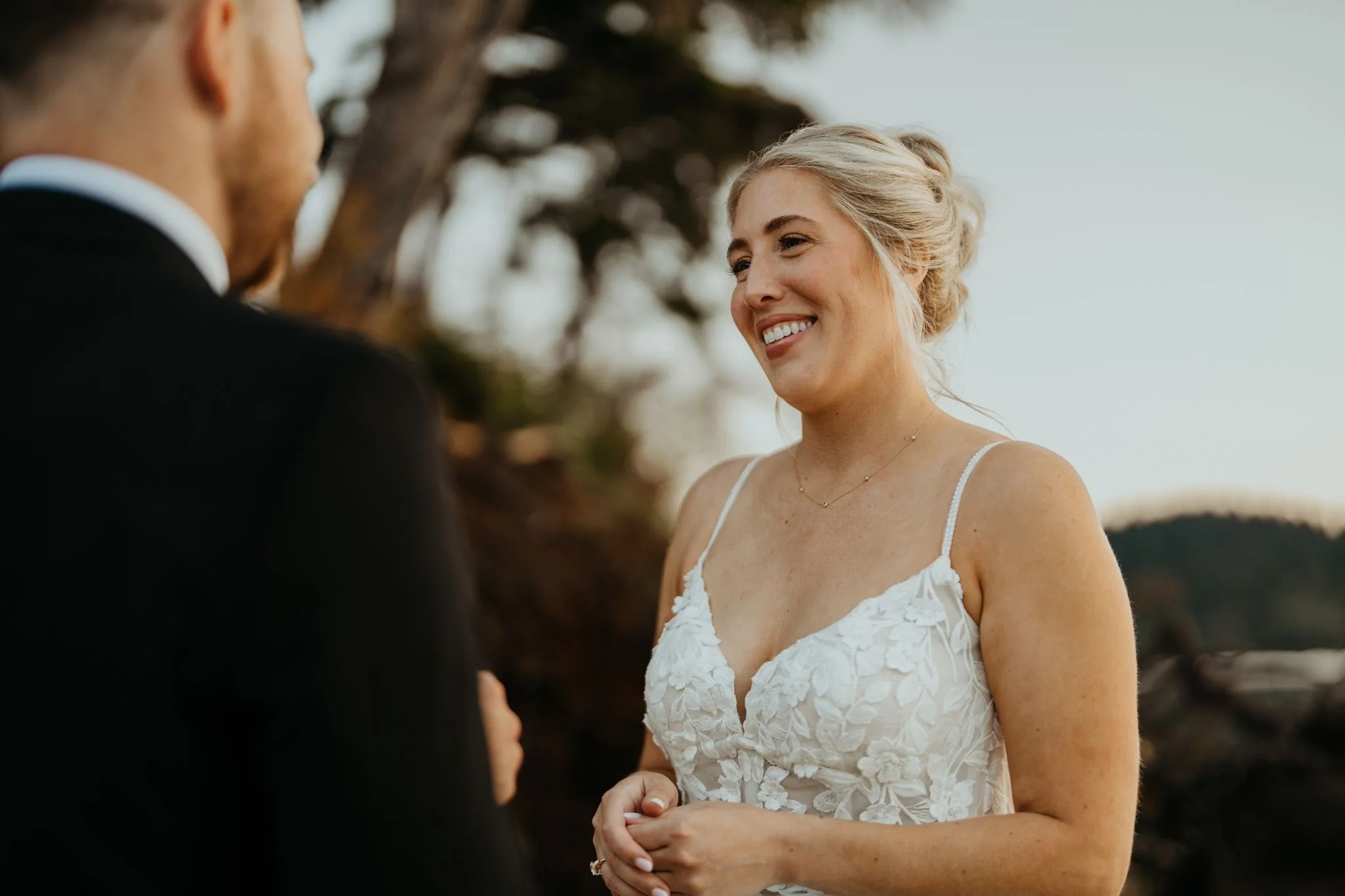 by Wilderpines - Bride wearing a romantic bridal hairstyle for a Mt. Baker wedding
