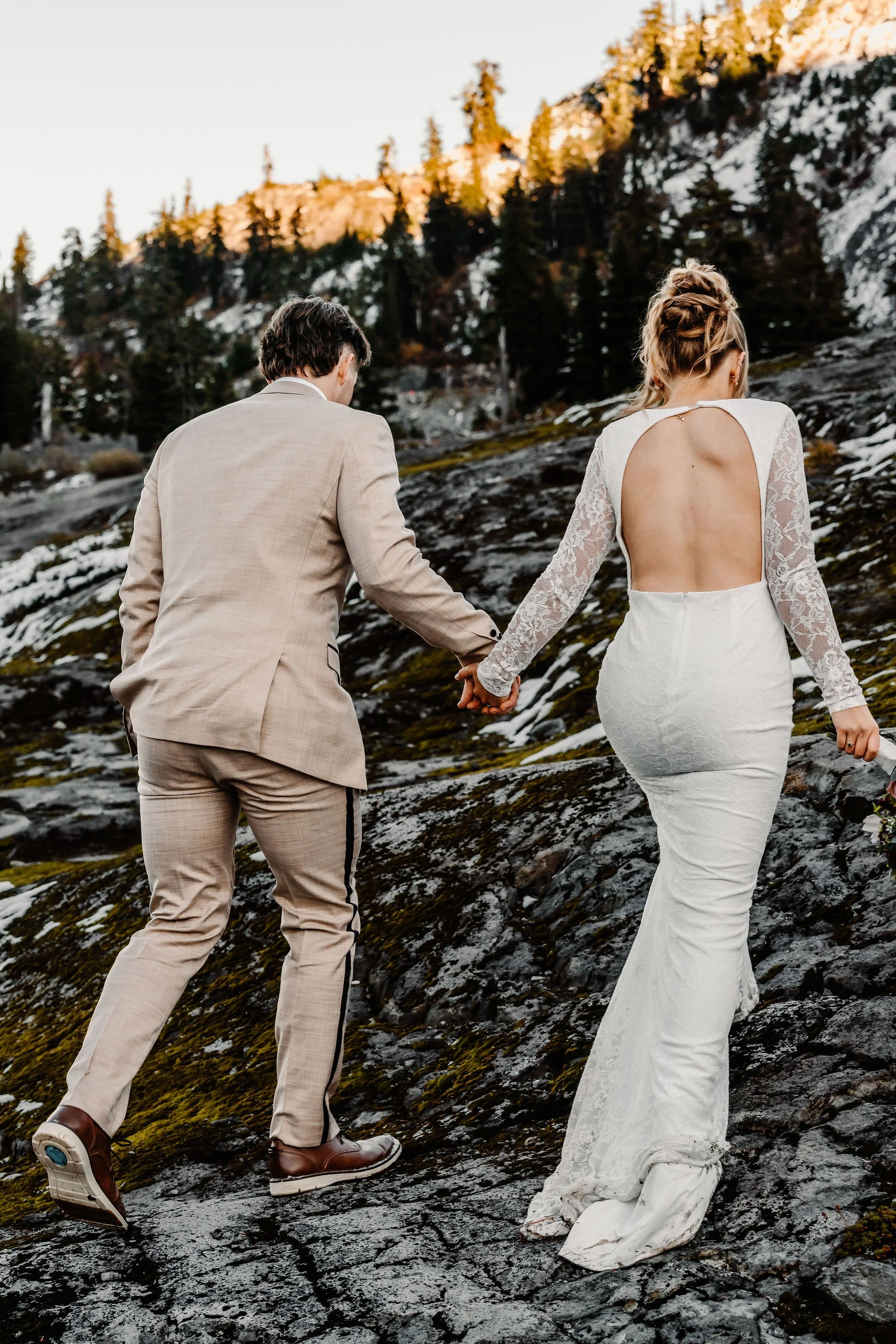 by The Dropped Pin - Bride wearing soft bridal hair and natural makeup for a Mt. Baker wedding