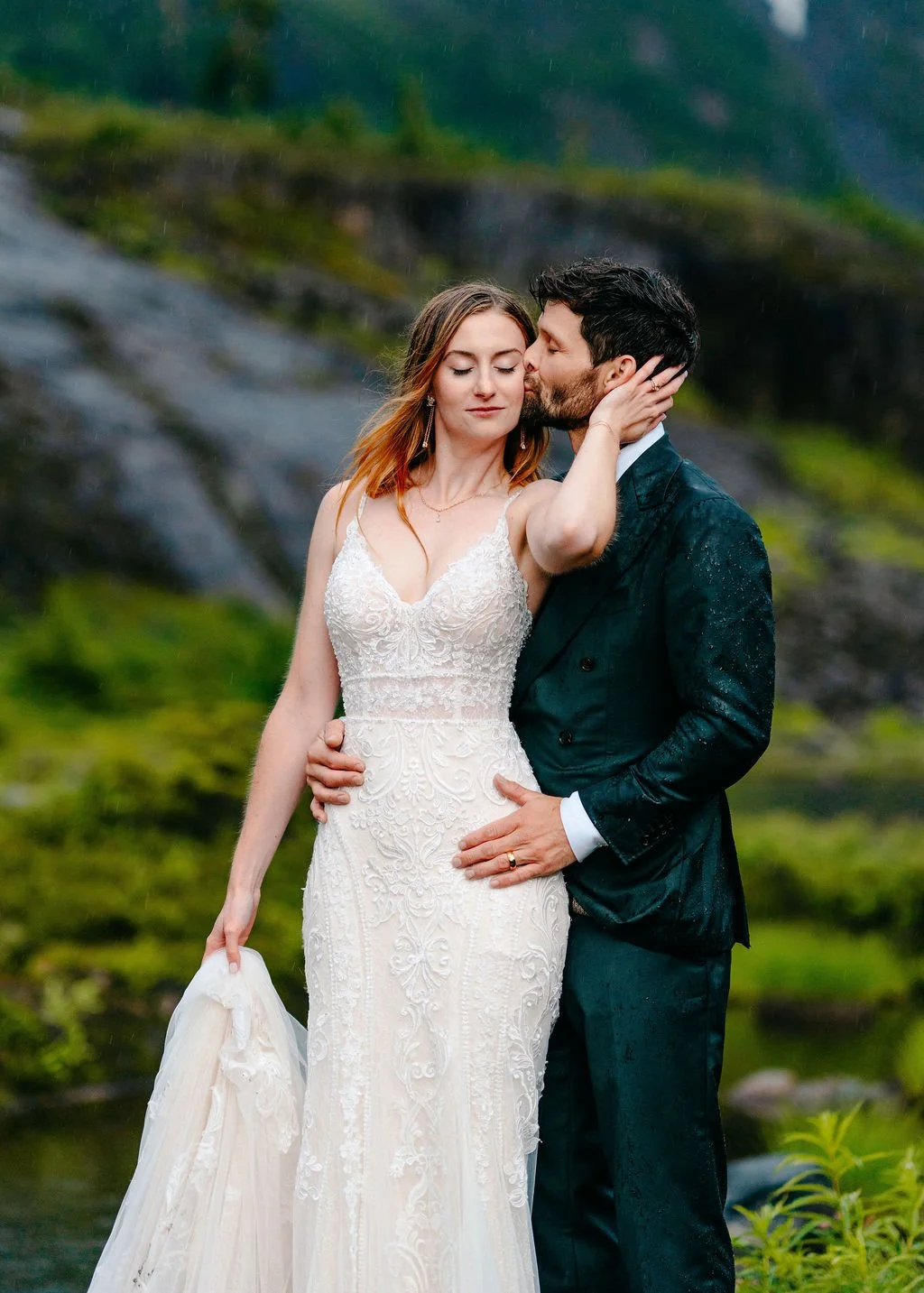 by Running Wild Studio - Bride wearing a romantic bridal hairstyle for a Mt. Baker wedding