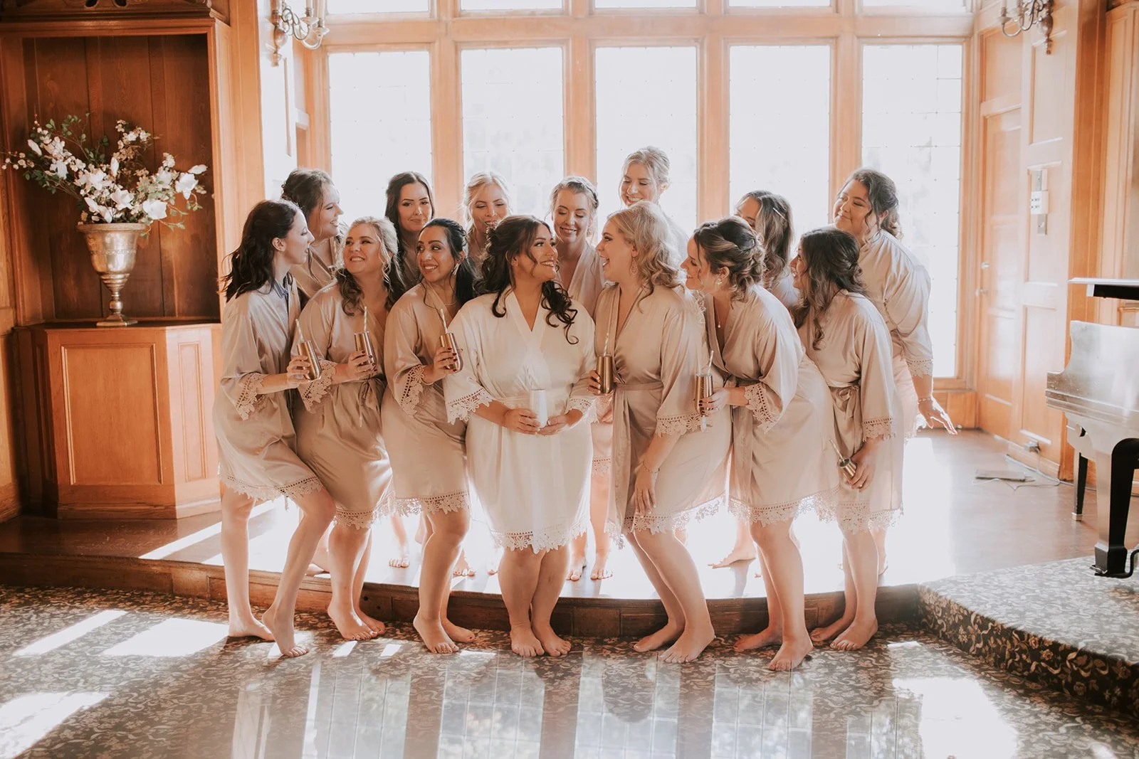 by Meraki Photography NW - Bridal party wearing elevated bridal hair and natural airbrush makeup in Northwest Washington