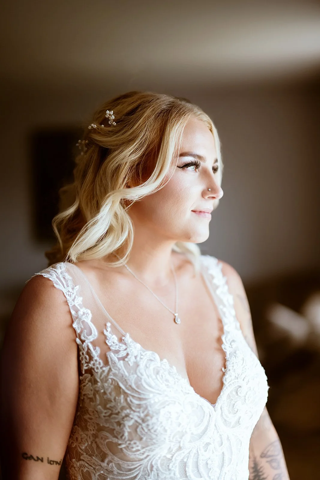 by Old Growth Photo and Film - Bride wearing romantic bridal hair and natural makeup in Northwest Washington
