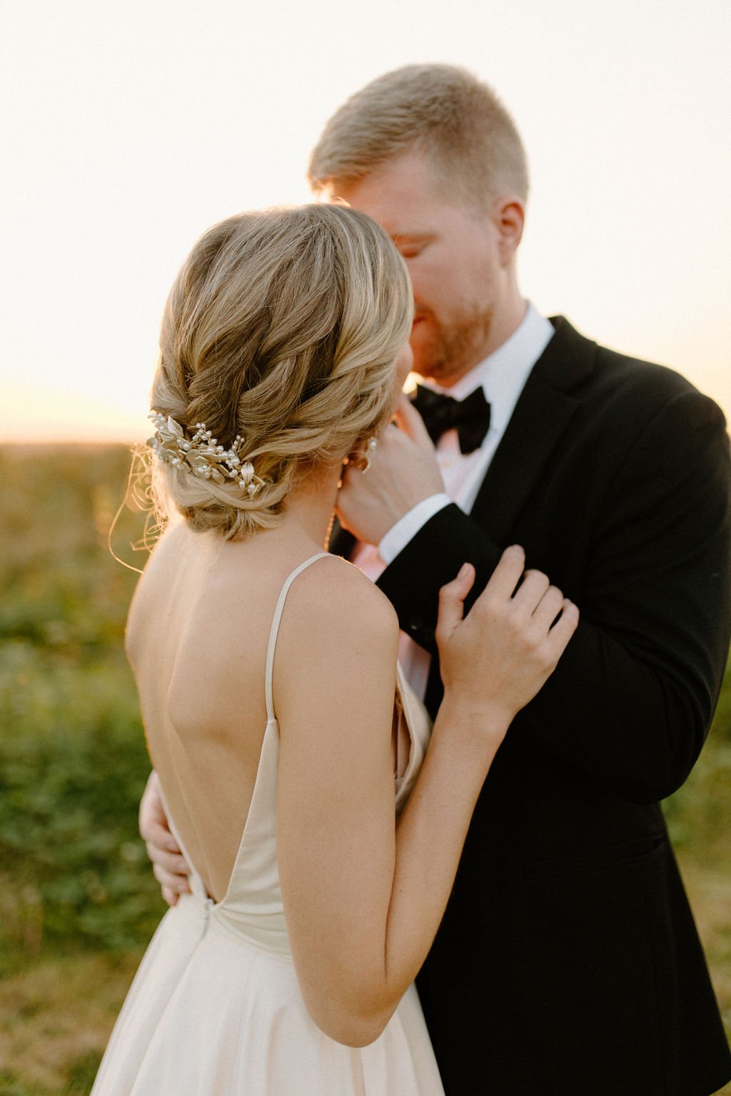 by Robin Co Studio, Bride wearing romantic bridal hair and natural makeup in Northwest Washington