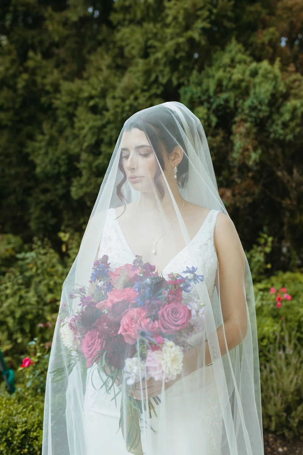 By Annie Pahls Photo - Bride wearing romantic bridal hair and natural makeup in Northwest Washington