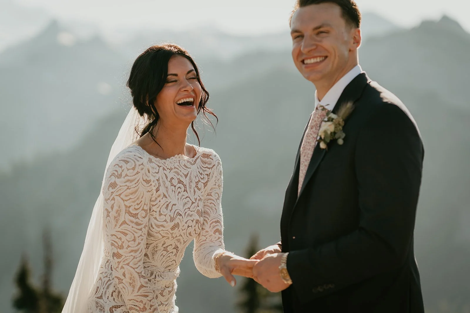 by Taylor Denton - Bride wearing soft wedding hair and airbrush makeup during a Mt. Baker elopement