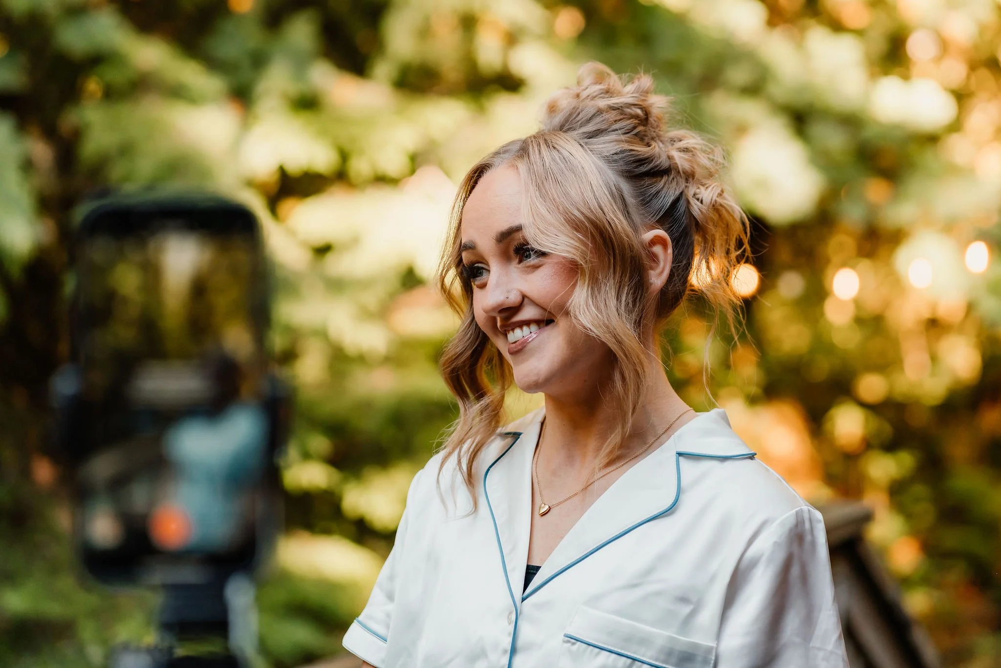 by The Dropped Pin - Bride wearing a romantic bridal hairstyle for a Mt. Baker wedding