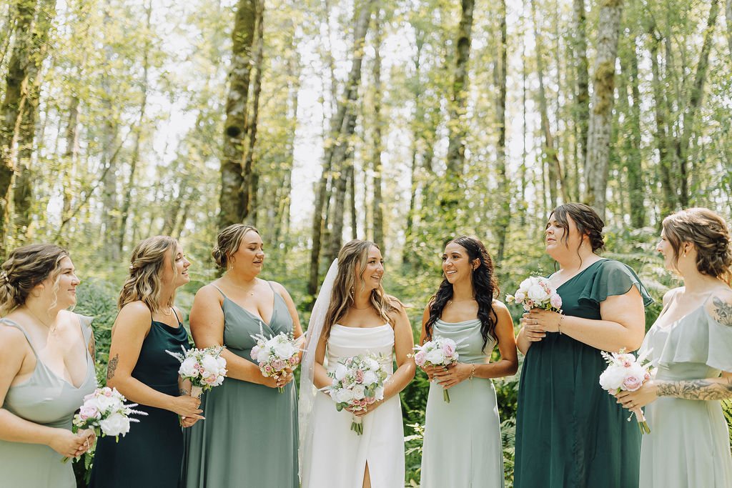 by Emily Anne Merrill - Lynden Washington bridal party wearing soft bridal hair and natural makeup
